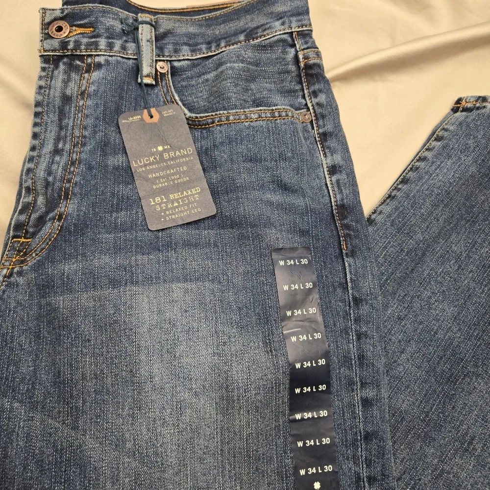 Lucky Brand 181 Relaxed Straight Mens Jeans Blue Denim 34x30 NWT